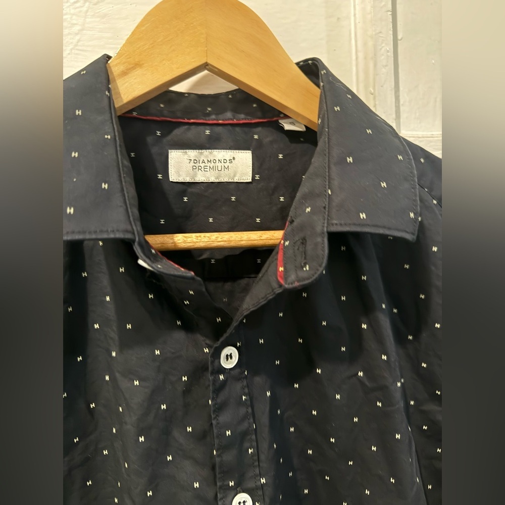 7 Diamonds Black Patterned Button-Down Shirt - image 2